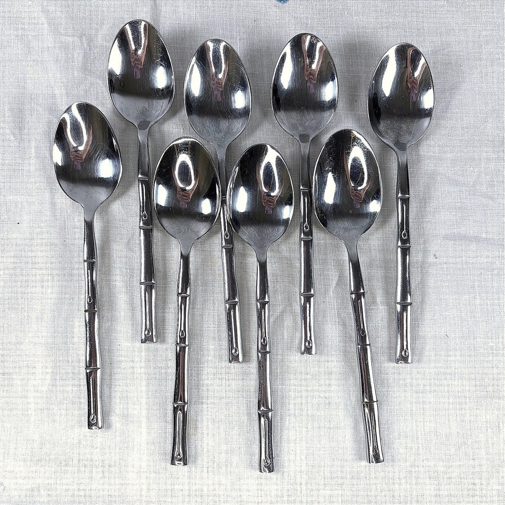 Hampton Silversmiths Bamboo Stainless Steel  Set of 8 Tablespoons Flatware